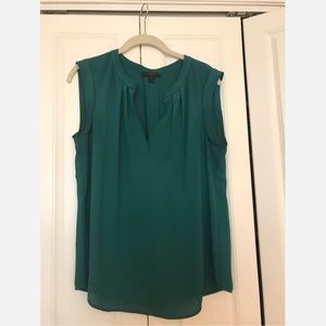 J. Crew Cuffed-Sleeve Top Teal (Size 8)